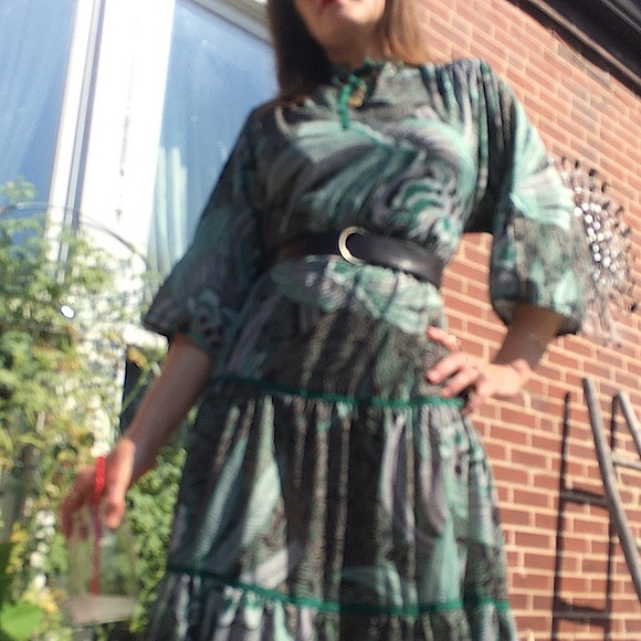 Vtg 60-70s Gunne Sax Japanese Motif FEATHER 420 Leaf Keyhole Custom Stylist’s - Picture 13 of 15